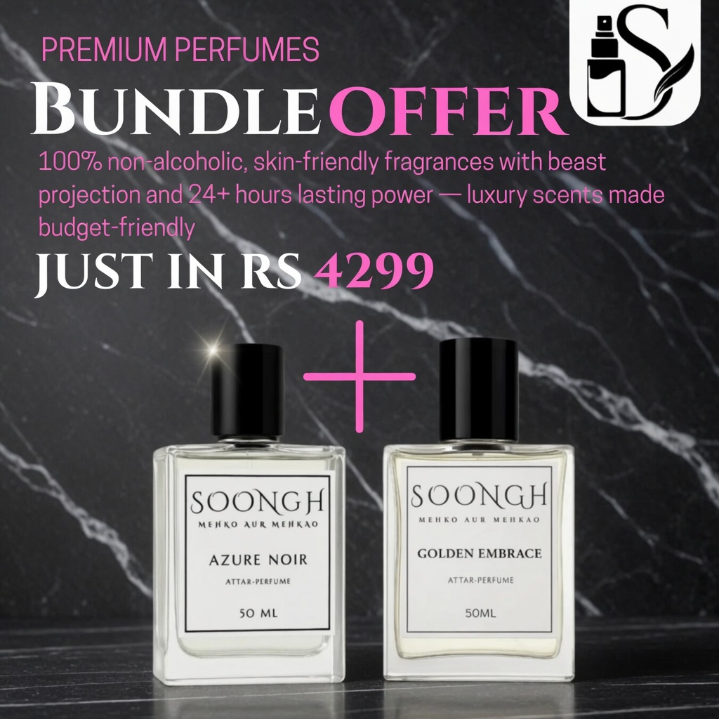 Soongh Premium Non-Alcoholic 50ml Perfume Bottles Bundle Offer in Pakistan